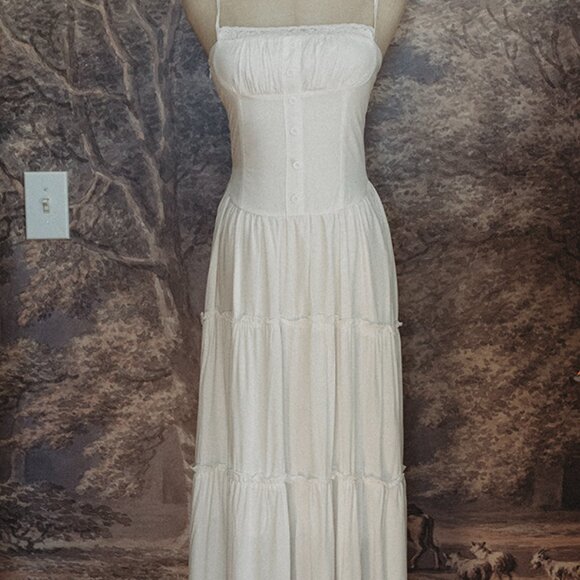 Milkmaid Dress Full Length Maxi With Ruffles Bustier Style New NWT Women - Picture 7 of 7